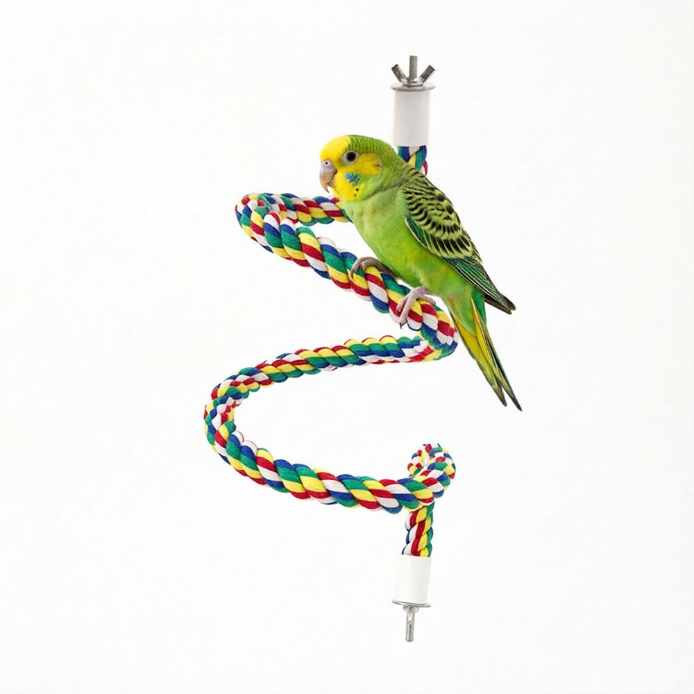 

Flexible Spiral Bird Rope Perch Colorful Bendable Cotton Climbing Rope Stand Toy for Parrots, Budgies, Cockatiels, Cage Accessories 60cm різнокольоровий