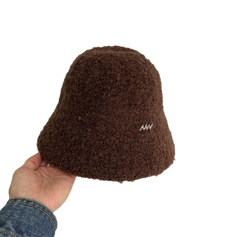 Wool Circle Fleece Bucket Hat Women's Autumn and Winter Casual Warm Bucket Hat Versatile Temperament Cold Basin Hat