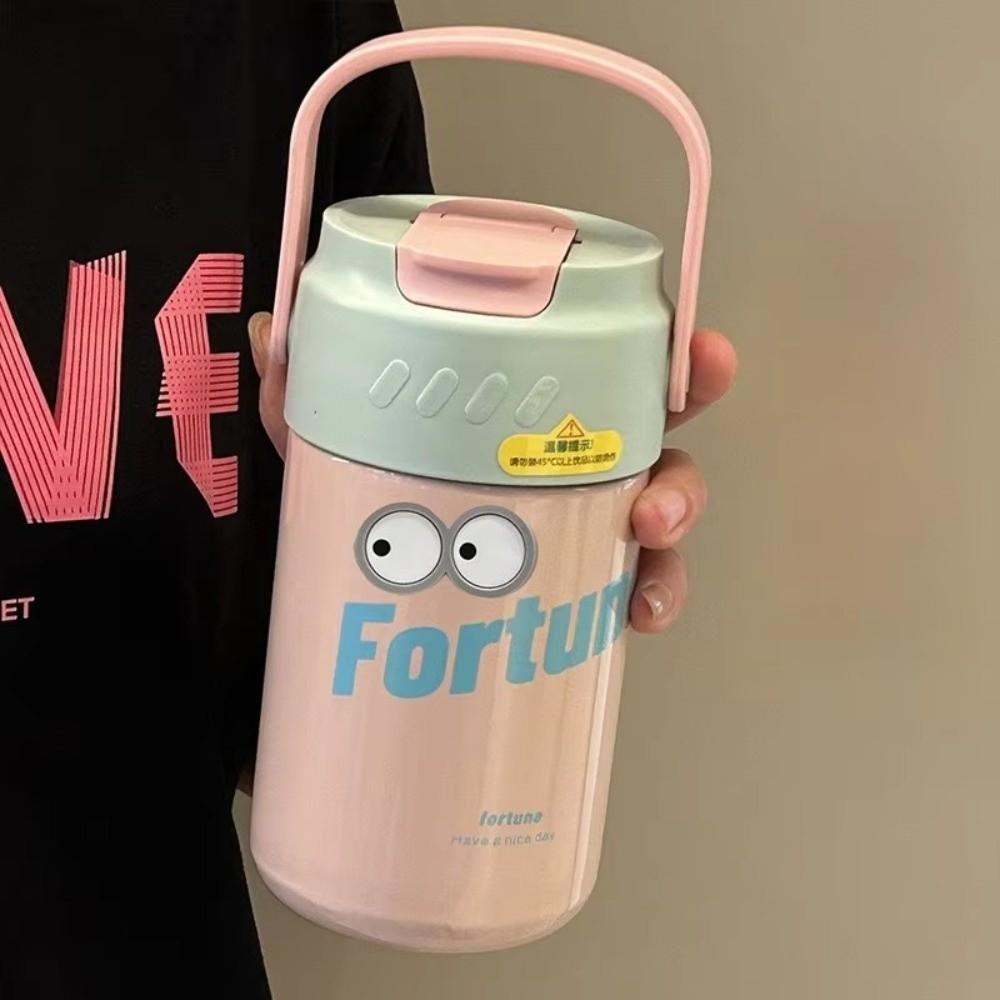 Foldable Straw Vacuum Insulated Bottle Stainless Steel Travel Tea Bottle Thermal Cup  Office Use