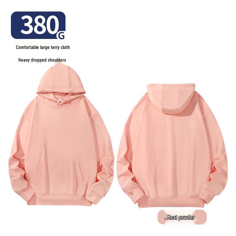 Unisex Heavy-Duty 380g Hoodie, Drop-Shoulder, Loose Fit, Solid Color Cotton, Ideal for Autumn/Winter Sports, Available In Stock. 