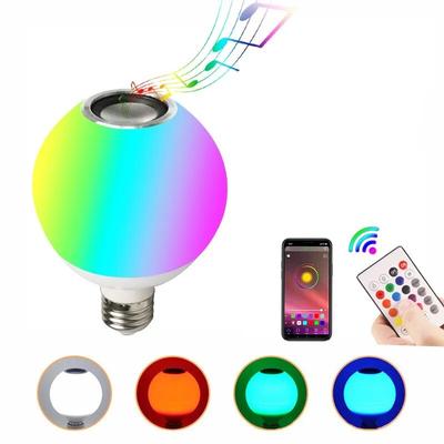 נורת E27 מוזיקה RGB 12W RGBW מחליפת צבעים רמקול בלוטות' נורה דקורטיבית רב-צבעונית עם שלט רחוק למסיבה בית