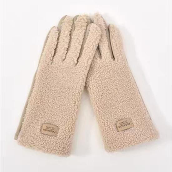 Damen Winter Wildlederhandschuhe Warme Fuzzy Touchscreen-Handschuhe Einfarbig Winddicht Plüschgefütterte Handschuhe zum Fahren Pendeln Einkaufen