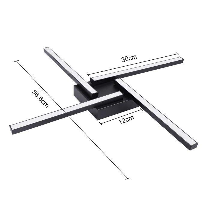 Plafonnier LED - NETTLIFE - 56,5 cm - Noir - 24W - 3000K (blanc chaud)