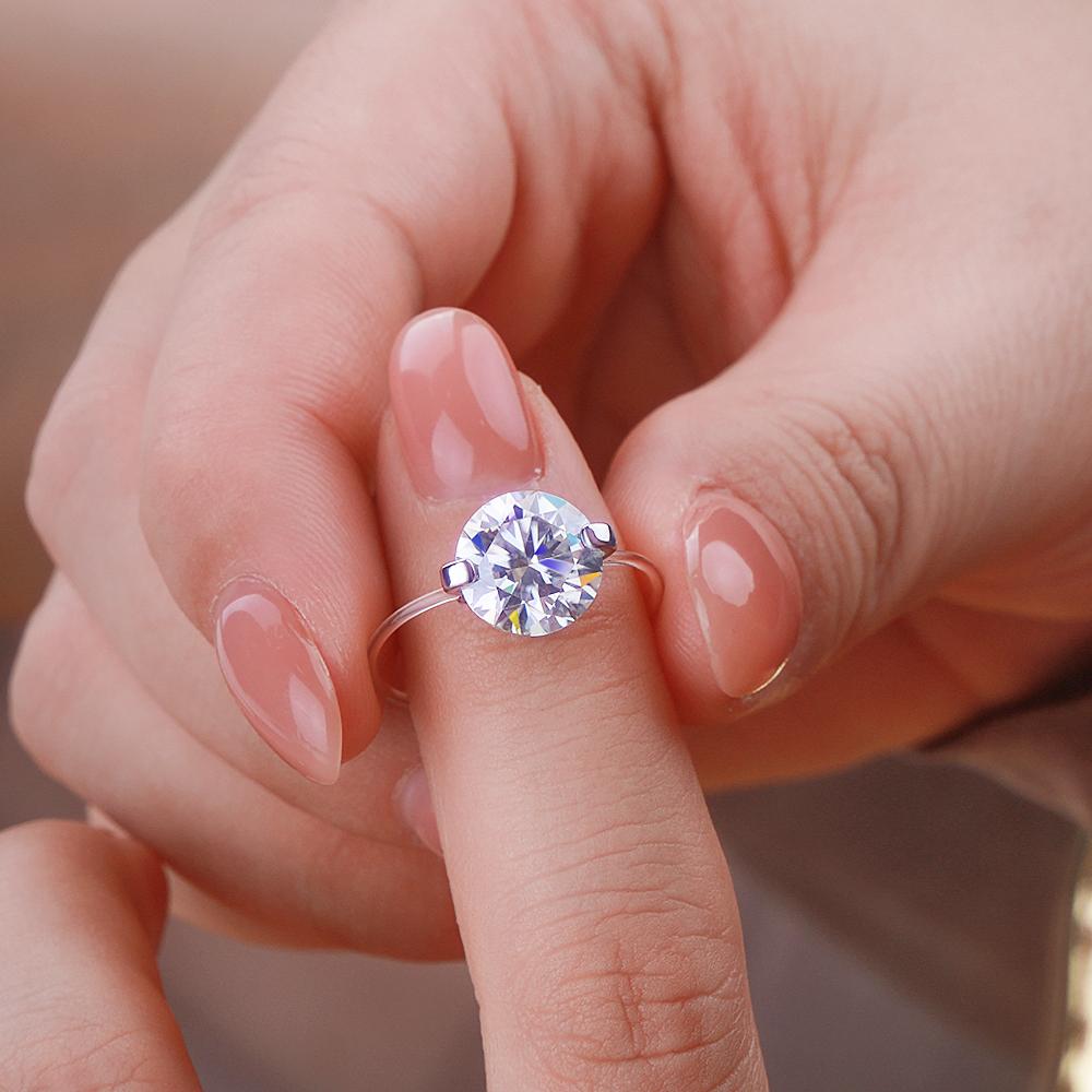 IGOTOS Transparent Fishing Line Moissanite Ring Certified S925 Silver Round Diamond Ring Wedding Band Jewelry for Women