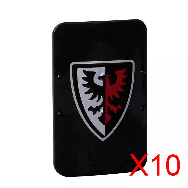 MOC Baustein Mittelalter Ritter Römischer Soldat Zubehör Helm Kopfbedeckung Flammenfeder Schwarzer Adler Schild König Umhang Ziegelstein Spielzeug
