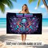 Skull Gothic Theme Beach Towel Personalized Custom Name & Text Soft Quick Dry Beach Towel for Swimming Travel