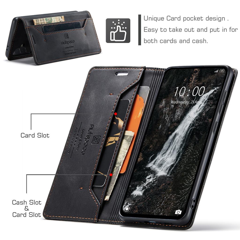 For Samsung Galaxy A56 5G Wallet Case AUTSPACE A01 Leather Stand Cover with RFID Blocking Card Holder