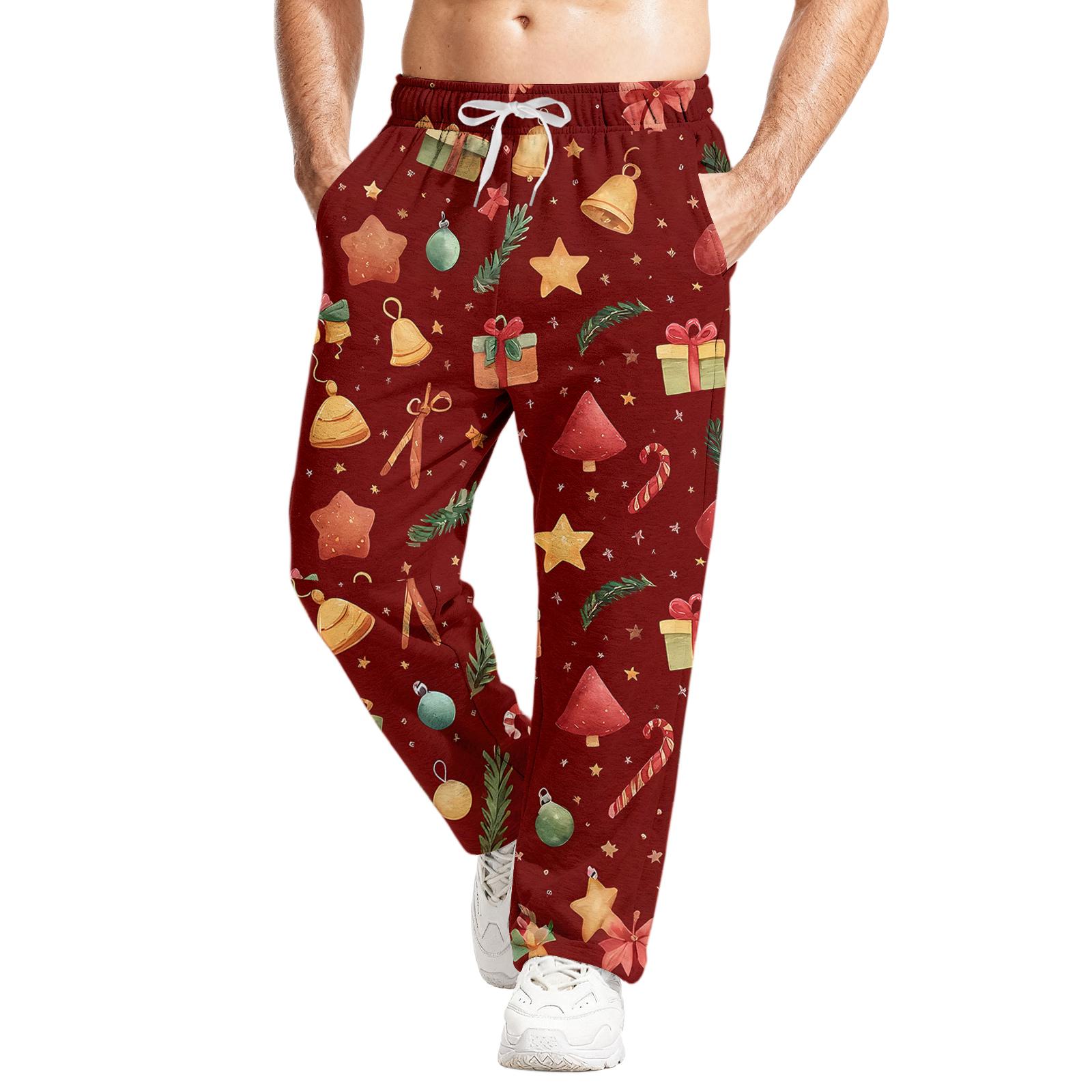 

Мужские повседневные спортивные штаны свободного кроя с эластичным поясом и кулиской, штаны для йоги M винный