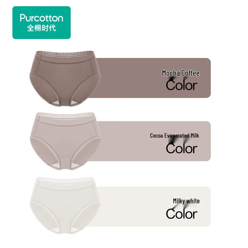 

PurCotton Women s Lace Mid-Waist Briefs 3-Pack 2XL