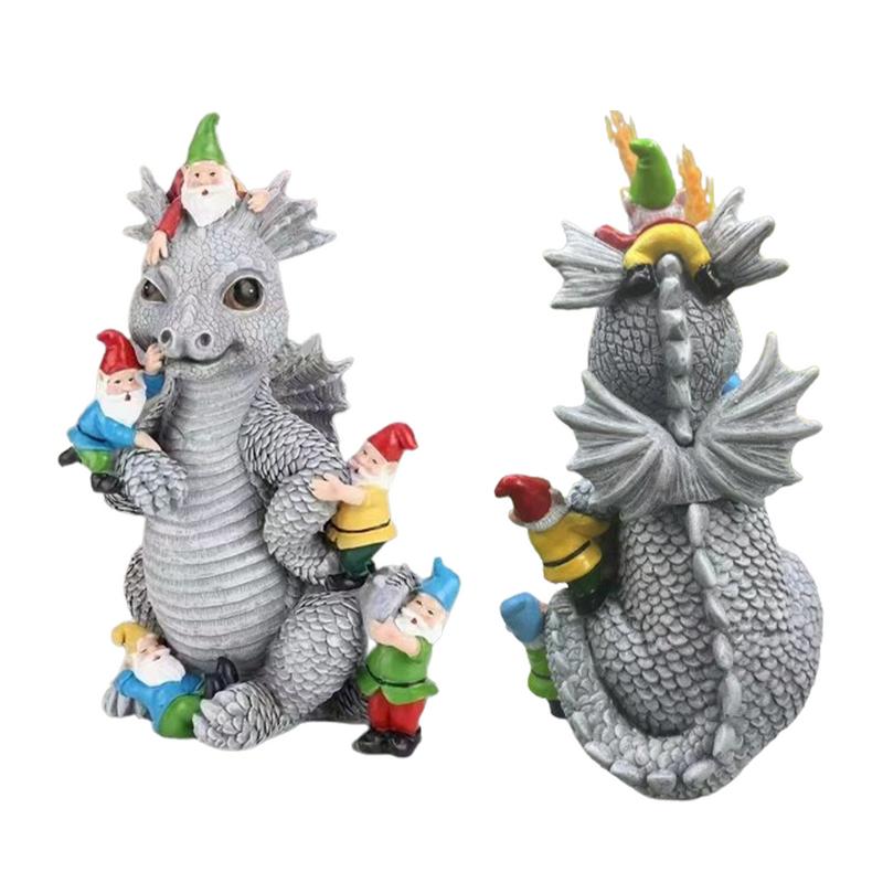 Dragon Gnome Statues Dragon Figurines Resin Animal Dragon Statues Outdoor Statue Gnome Garden Decor Spring Decorations For home