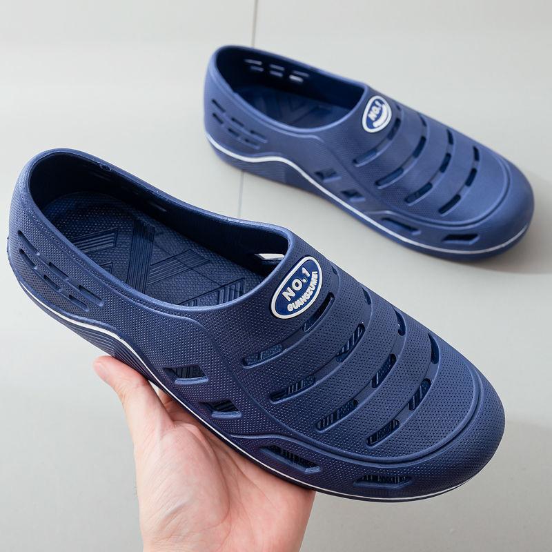 Buty z dziurkami Męskie Letnie Antypoślizgowe Buty Robocze Codzienne Sandały Studenckie Oddychające Baotou Buty na Plażę Spływy Kajakowe