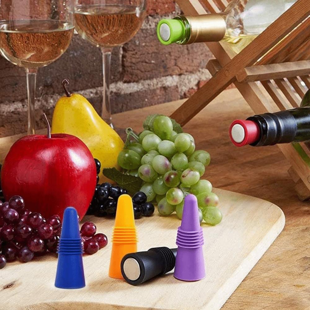 2pcs Sealed Silicone Wine Bottle Stopper Conical Champagne Bottles Sealer Seasoning Bottle