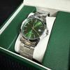 New Men's Luxury Watch Green Dial Stainless Steel Quartz Waterproof Sport Watch with Date - Relogio Masculino