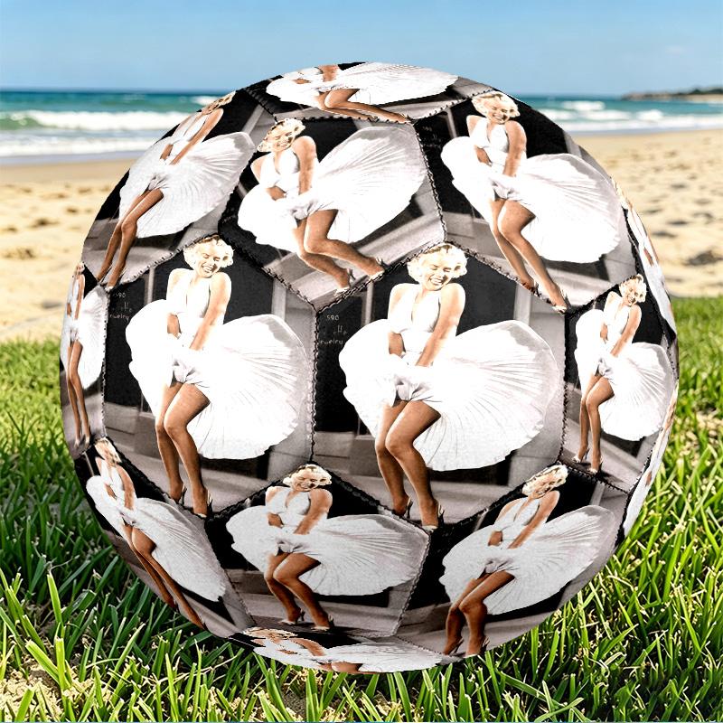 Marilyn Monroe Print Size 5 Soccer Ball, PU Wear Resistant Football for Match Training and Daily Practice, Birthday Gift for Soccer Fans