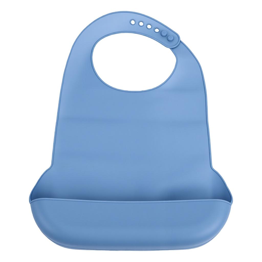 Bavaglino in Silicone per Adulti con Raccogli-Briciole Bottoni a Pressione Regolabili Pieghevole Lavabile Bavaglino per Adulti Azzurro