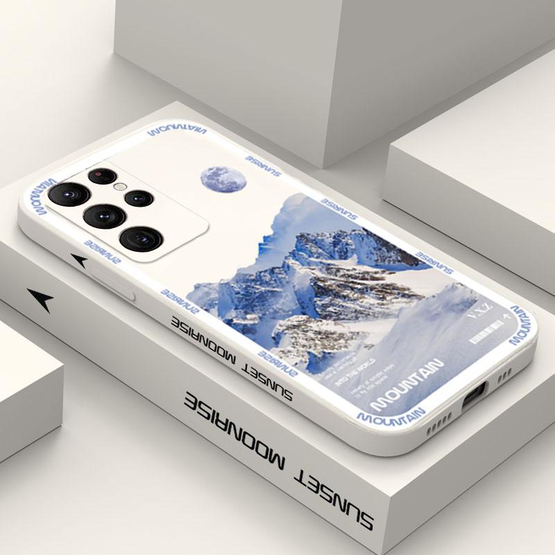 Snow Mountain Sunrise Scenery Silicone Phone Case For Samsung Galaxy S23 Ultra S22 Plus S21 FE S20 Note 20 Dustproof Soft Cover