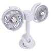 Double Head Clip On Fan Rechargeable Dual Brushless Motor 360 degrees  Rotation Desk Cooling Fan with LED Light