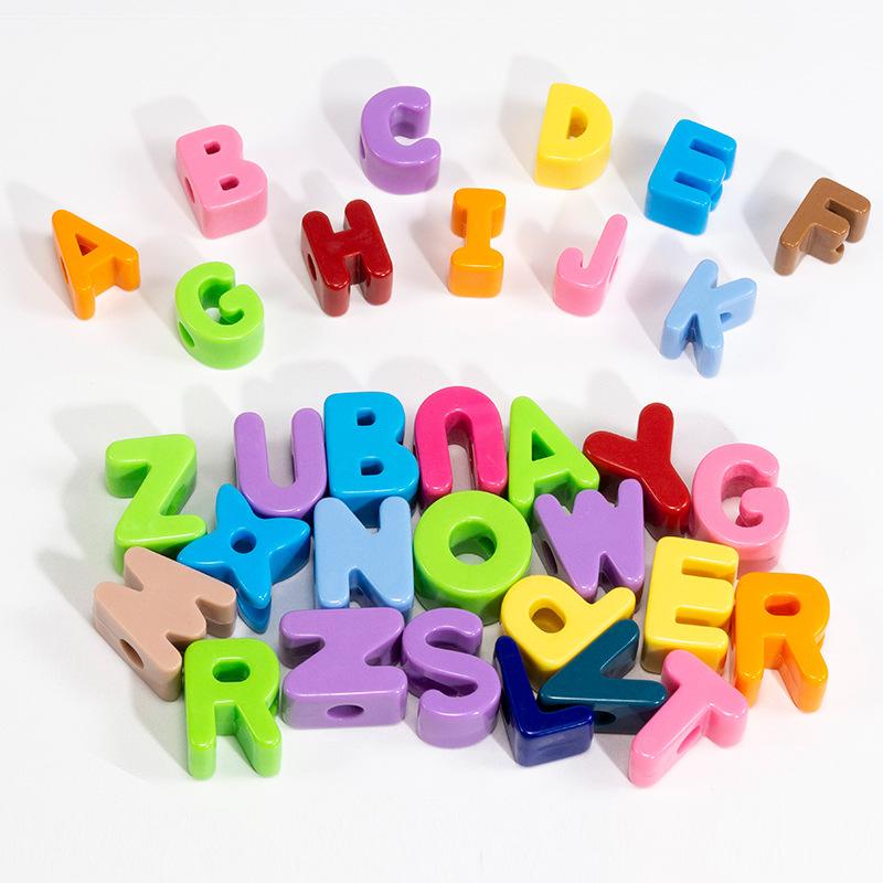 26 Stora 6 mm Hål Bokstavspärlor 20 mm A till Ö för DIY Smyckestillverkning Kit Armband nyckelring och Lärare för att Lära sig Bokstäver