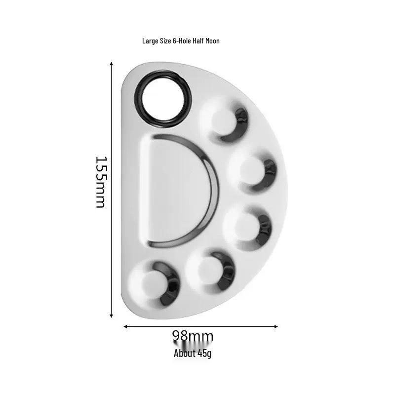 Stainless Steel Makeup Mixing Palette with Ring and Spatula