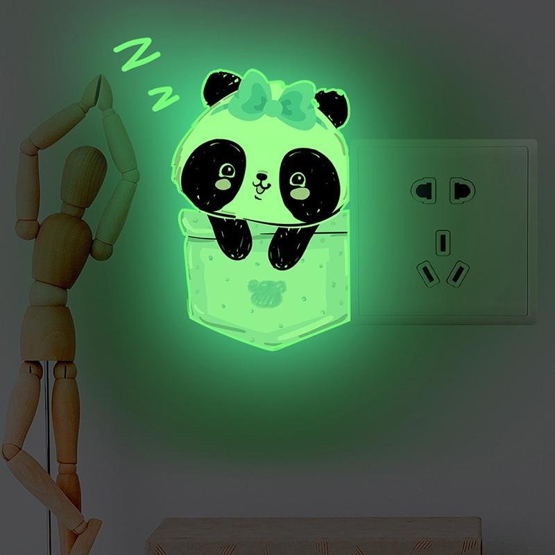 Red Panda Sleep Glow-In-The-Dark Switch Wall Stickers Bedroom Living Room Decoration Self-Adhesive Wall Stickers