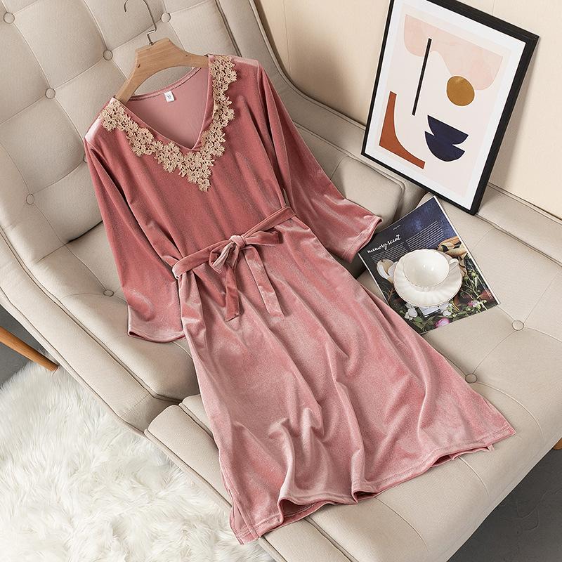 Velvet Pajamas Women's Pajamas V-neck Nightgown Velvet Pajamas Pajamas New Underwear Home Clothes