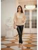 Women's Loose V-neck Sequin Flare Sleeve Top - Trendy Casual Vacation T-shirt