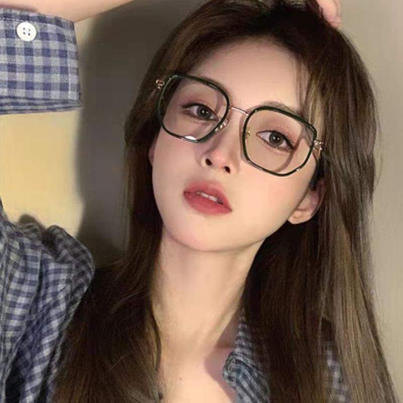 2Pcs Oversized Square Myopia Glasses Women Men Fashion Block Blue Light Prescription Nearsighted Optical Glasses