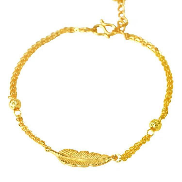Golden Feather Fashionable Light Luxury Feather Bracelet - Simple Hand Jewelry
