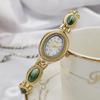 Korean Style Women's Oval Bracelet Watch - Colorful Stone, Versatile, Niche Fashion, Gold, High-End Feel