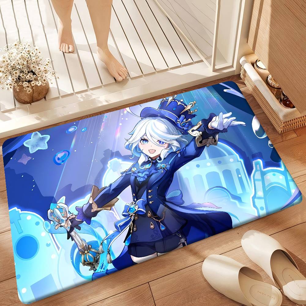 Furina Genshin Impact Entrance Door Mat Washable Non-Slip Living Room Sofa Chairs Area Mat Kitchen Welcome Doormat