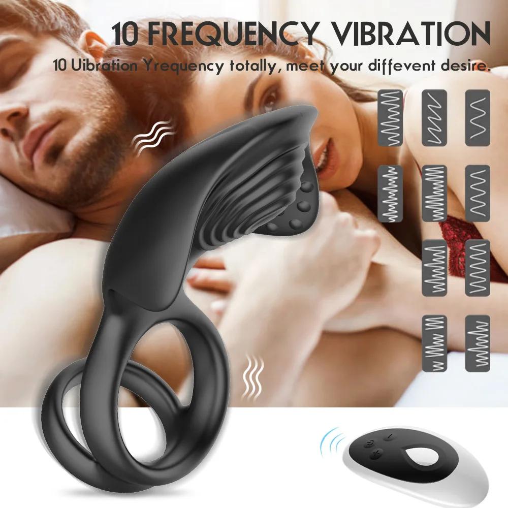 Ei-Massagegerät, Verriegelungsring-Vibrator, Sexspielzeug für Männer, 10 vibrierender männlicher Masturbator mit 2 Penisringen für den Mann mit Fernbedienung