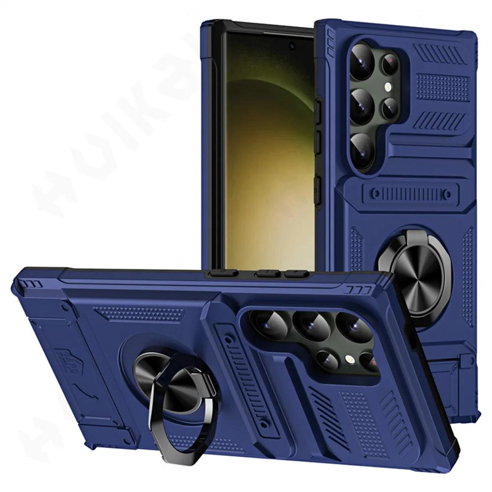 Custodia Per Samsung Galaxy S25 S24 S23 Ultra Plus FE A55 A35 A15 A14 Magnetica Anello Rotante Cavalletto Protezione Pesante Copertura Portafoglio