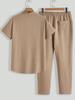 2026 Summer Men's Casual Sports Suit - Short Sleeve & Long Pants, Solid Color