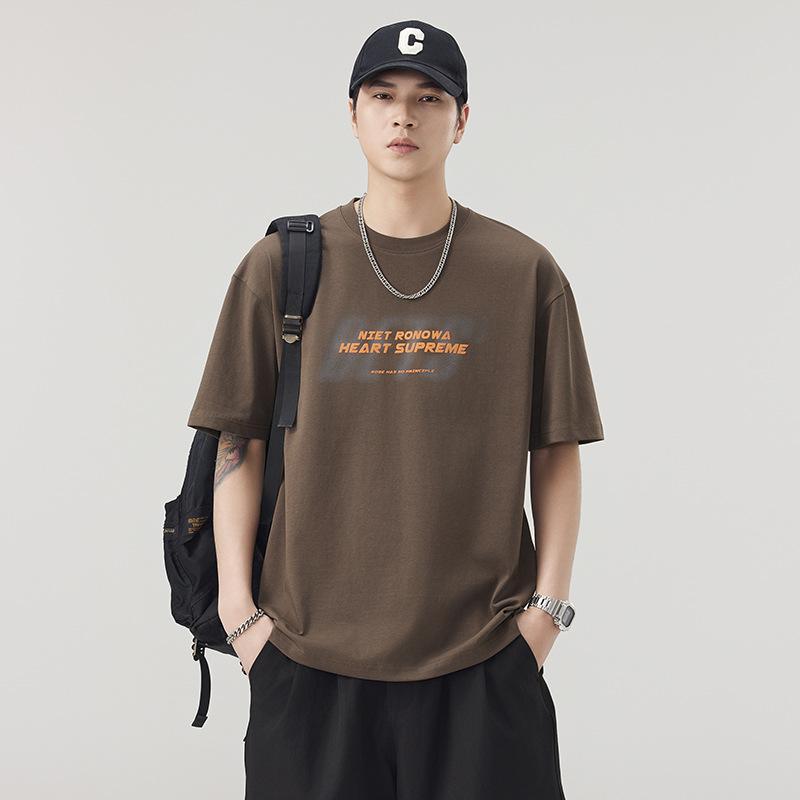 New Summer Men's Cotton Round Neck T-shirt Fashionable Loose Breathable Short-sleeved Shirt