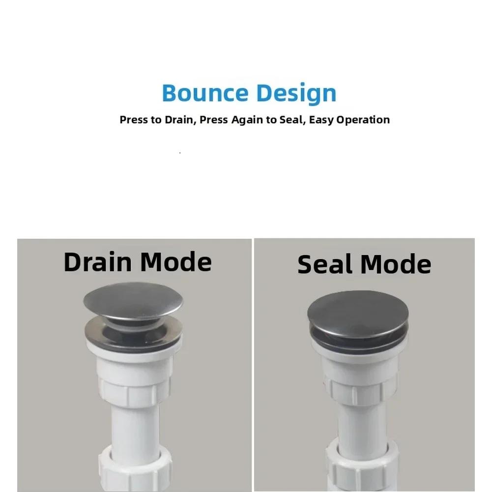 Stainless Steel Basin Drain Set With Push Up Design Anti Scent Wall Mounted Tube Basin Installation For Bathroom Kitchen Access