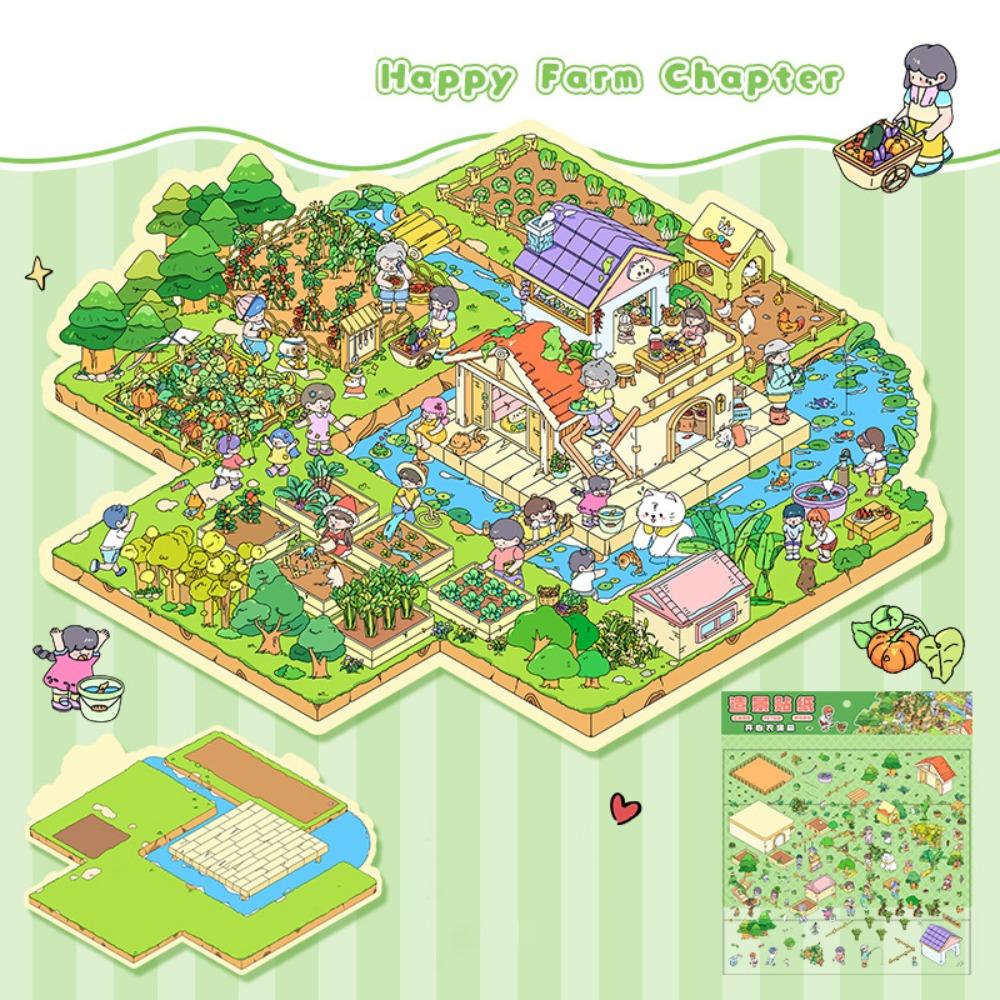 Dekorative Miniaturszene 3D Sticker DIY Landschaft Notizbuchsticker Geschenke Handkonto Sticker