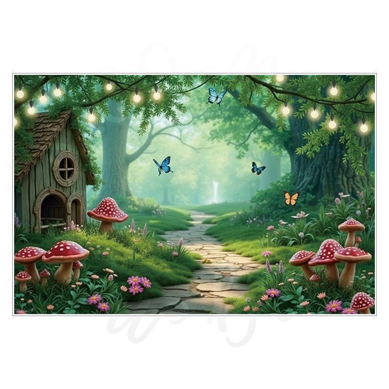 Spring Green Forest Photography Backdrop Fairy Princess Pet Landscaping Photo Backdrop