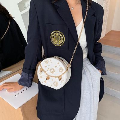 Women's Retro Embroidered Handheld Love Chain Bag - Stars & Moon Design, Shoulder & Messenger Style