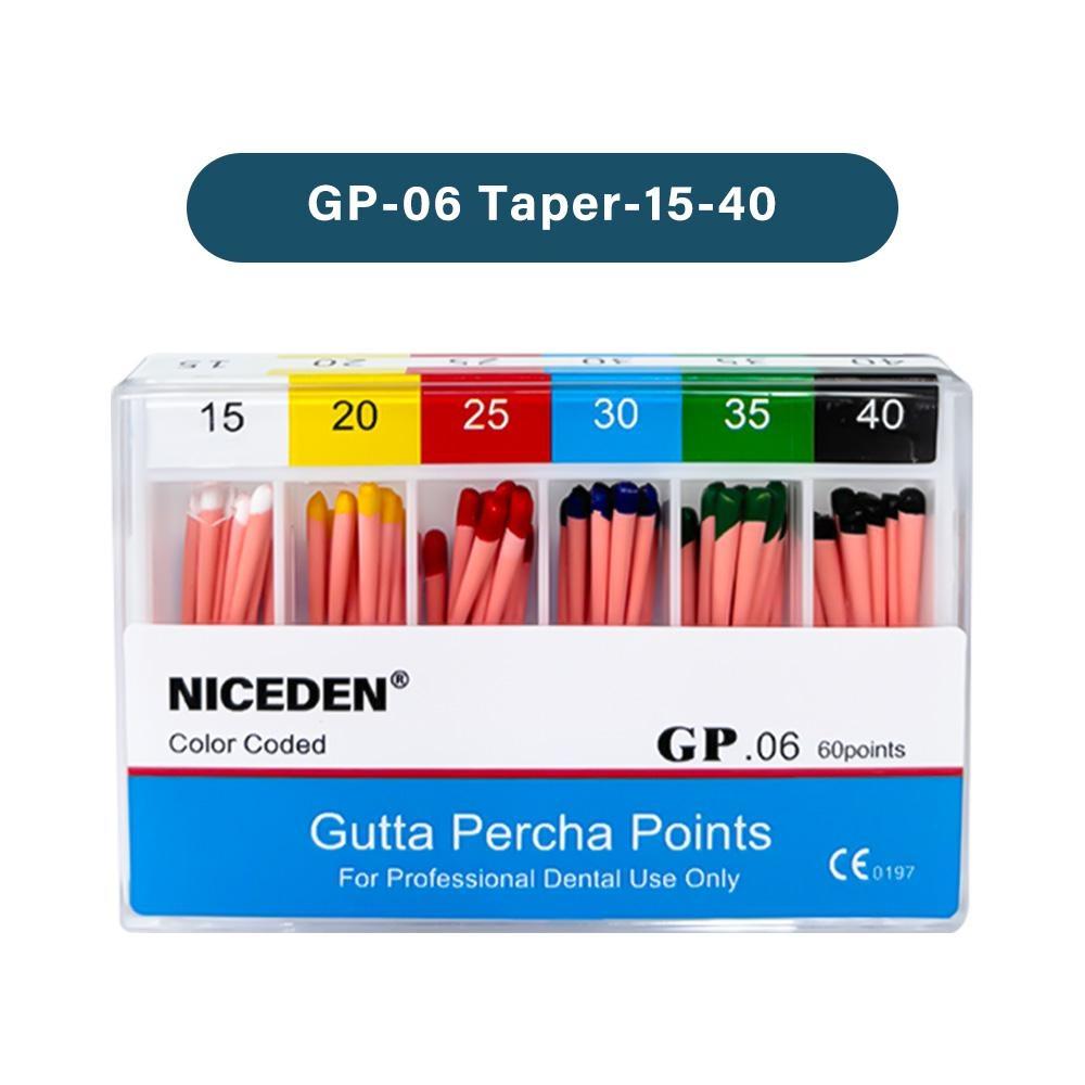 Niceden Dental Gutta Materials Percha Root Points Endodontics Cotton Fiber Tips Dentistry GP Canal Taper 02 04 06 #15-40 F1-F3