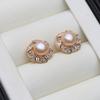 Beautiful Natural Freshwater Pearl Earrings Woman,Cute White Silver 925 Stud Earrings Pearl Wife Girls Birthday Gift White