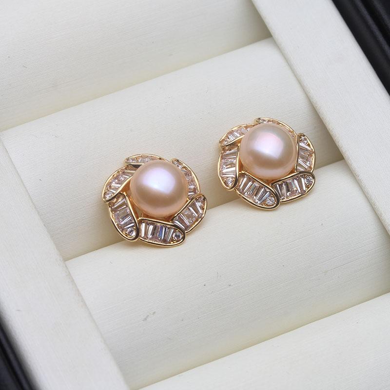 Beautiful Natural Freshwater Pearl Earrings Woman,Cute White Silver 925 Stud Earrings Pearl Wife Girls Birthday Gift White
