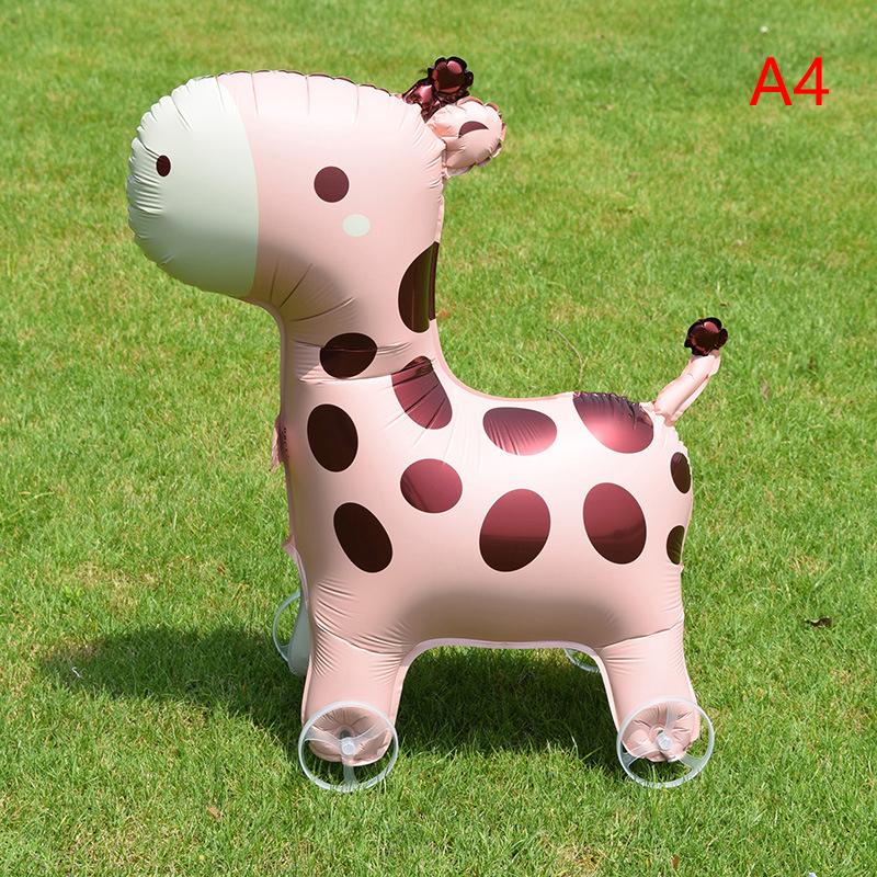 4D Cartoon Foil Balloons Elephant Stand Walking Balloon With Wheel For Kids Birthday Party Decoration Baby Shower