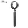 Alisouy 2PCS Stainless Steel Star Cross Snake Spike Skull Sword Blade Chain Feather Spider Dangle Women Men Huggie Hoop Earrings