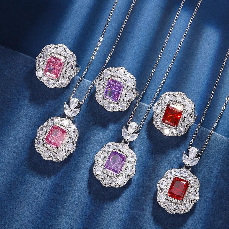 Autumn And Winter Jewelry High Carbon Diamond Ice Flower Cut Copper Inlaid Square Set Main Stone 8 * 10