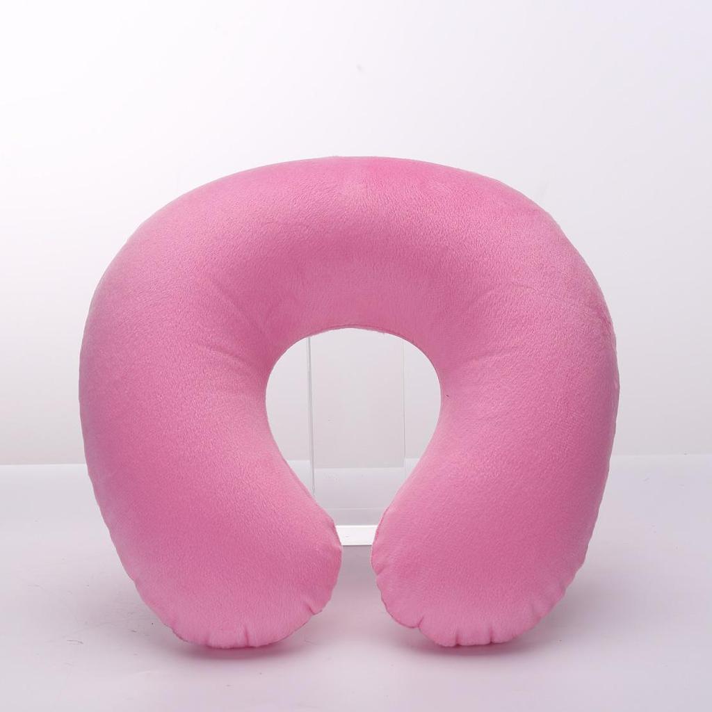 Promotional Inflatable U-Shaped Travel Neck Pillow with Plush Outerwear