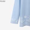 ZANZEA Women Ethnic Print Casual Long Sleeve Blouse and Long Skirts Two Piece Suit Set