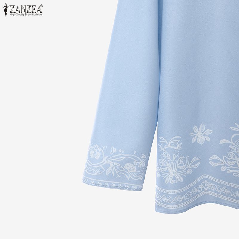 ZANZEA Women Ethnic Print Casual Long Sleeve Blouse and Long Skirts Two Piece Suit Set