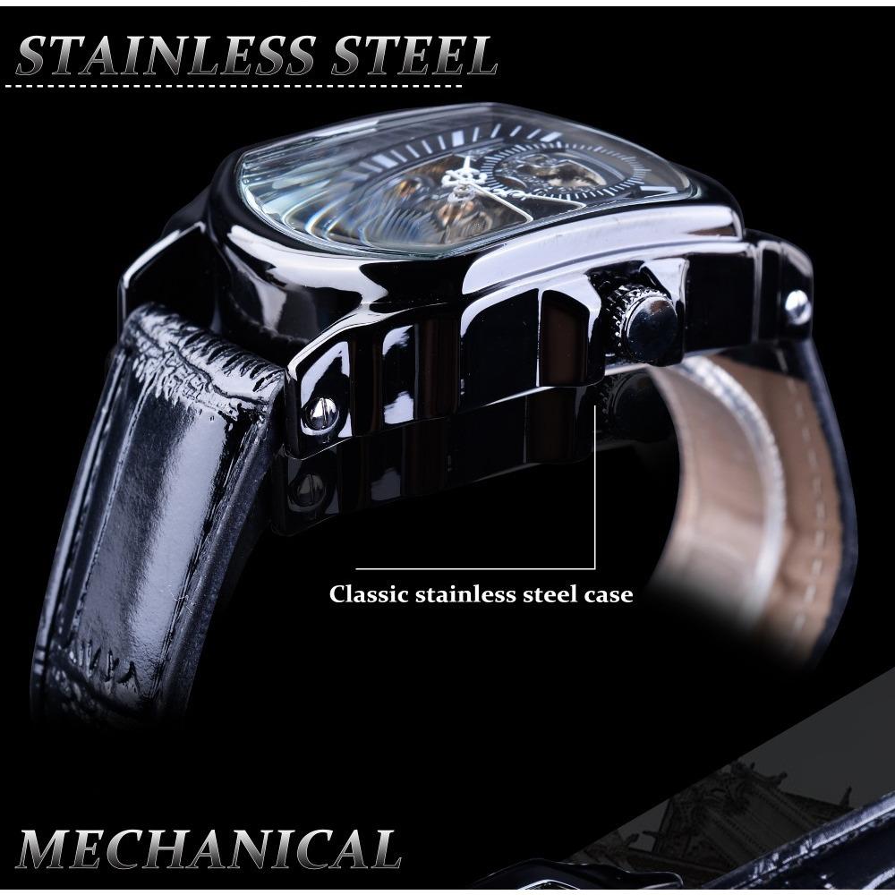 Forsining Men's Fashion Casual Hollow Mechanical Movement Automatic Mechanical Watch SLZe118