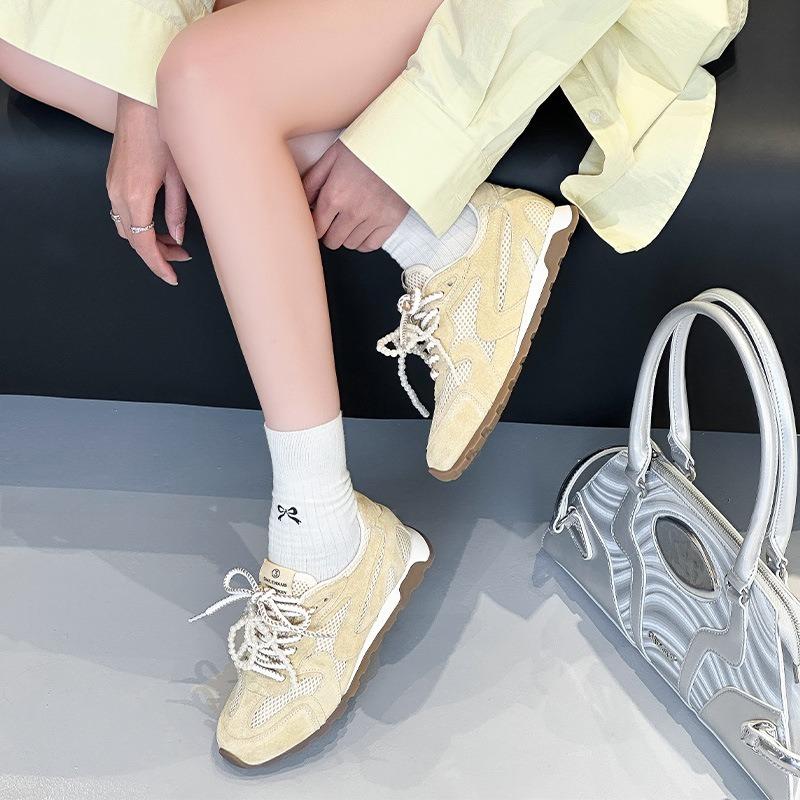 Mesh breathable women's summer thin leather comfortable thick bottom heightening leisure sports