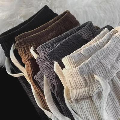 Pantaloni Casual da Uomo Trendy Americani Retrò Marroni in Velluto a Coste - Vestibilità Ampia, Dritti, per Primavera & Autunno
